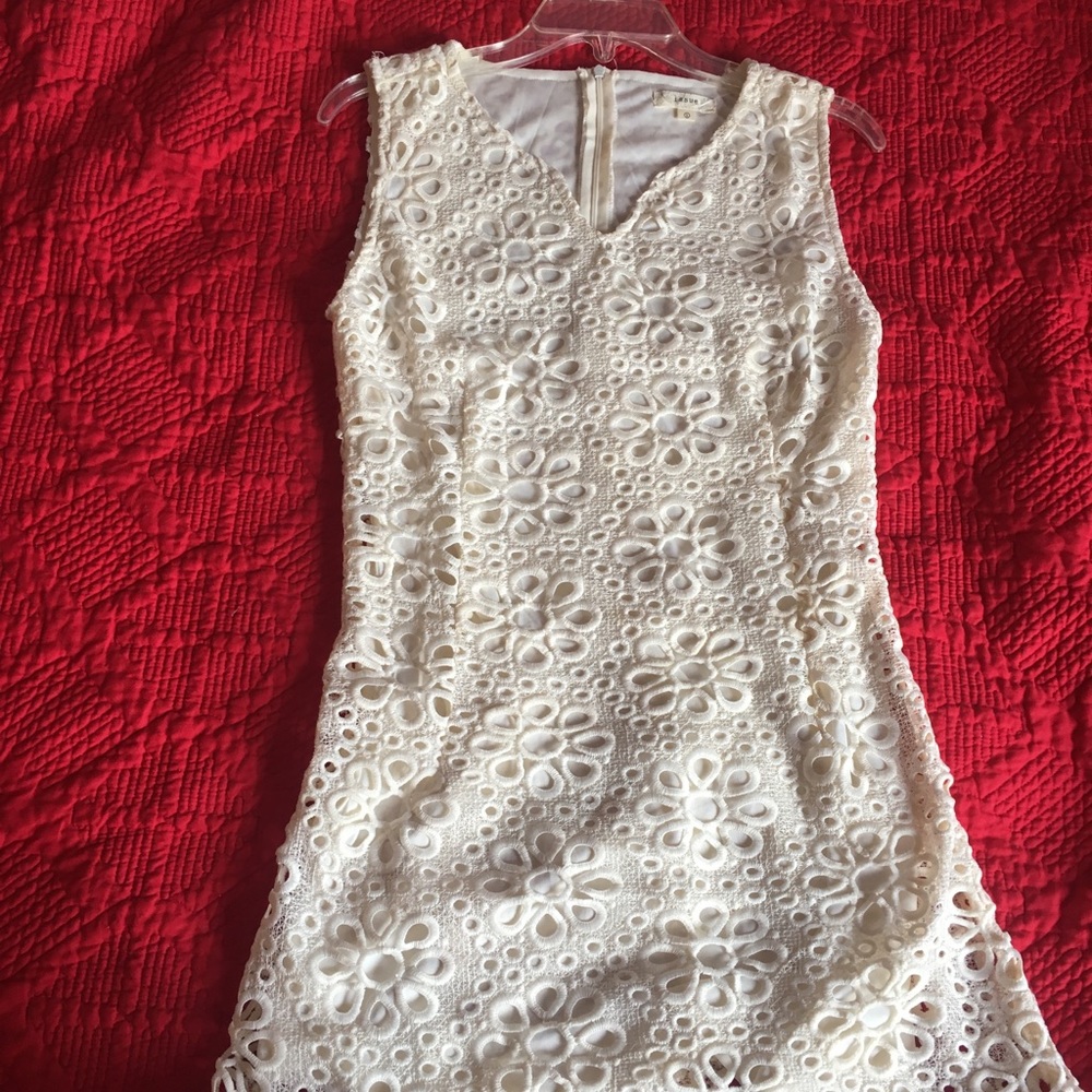 Ivory lace dress.